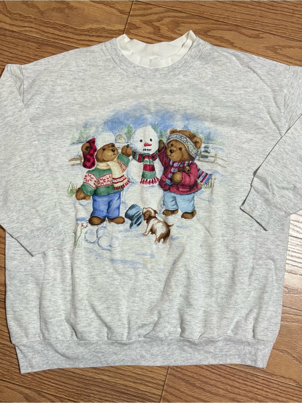 Vintage 90s Nutcracker Teddy Bears Snowman Pullover Crewneck Sweatshirt 1X